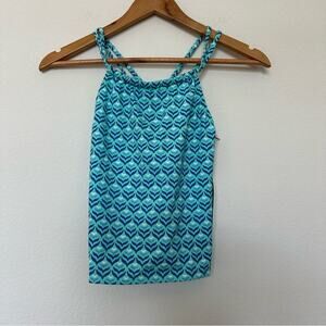 Vineyard Vines Swim Top Girls 14 Blue Green AOP Geometric